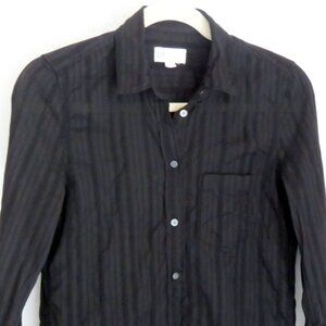 Gap Black Size XS Crinkle Fitted Boyfriend 100% Cotton Button Up Shirt Blouse XS